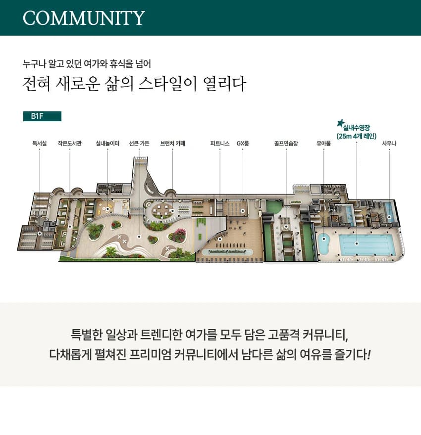 업성 푸르지오 B1F 커뮤니티 평면도